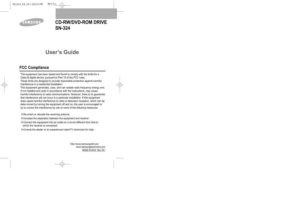 Samsung SN-324 manual User’s Guide 