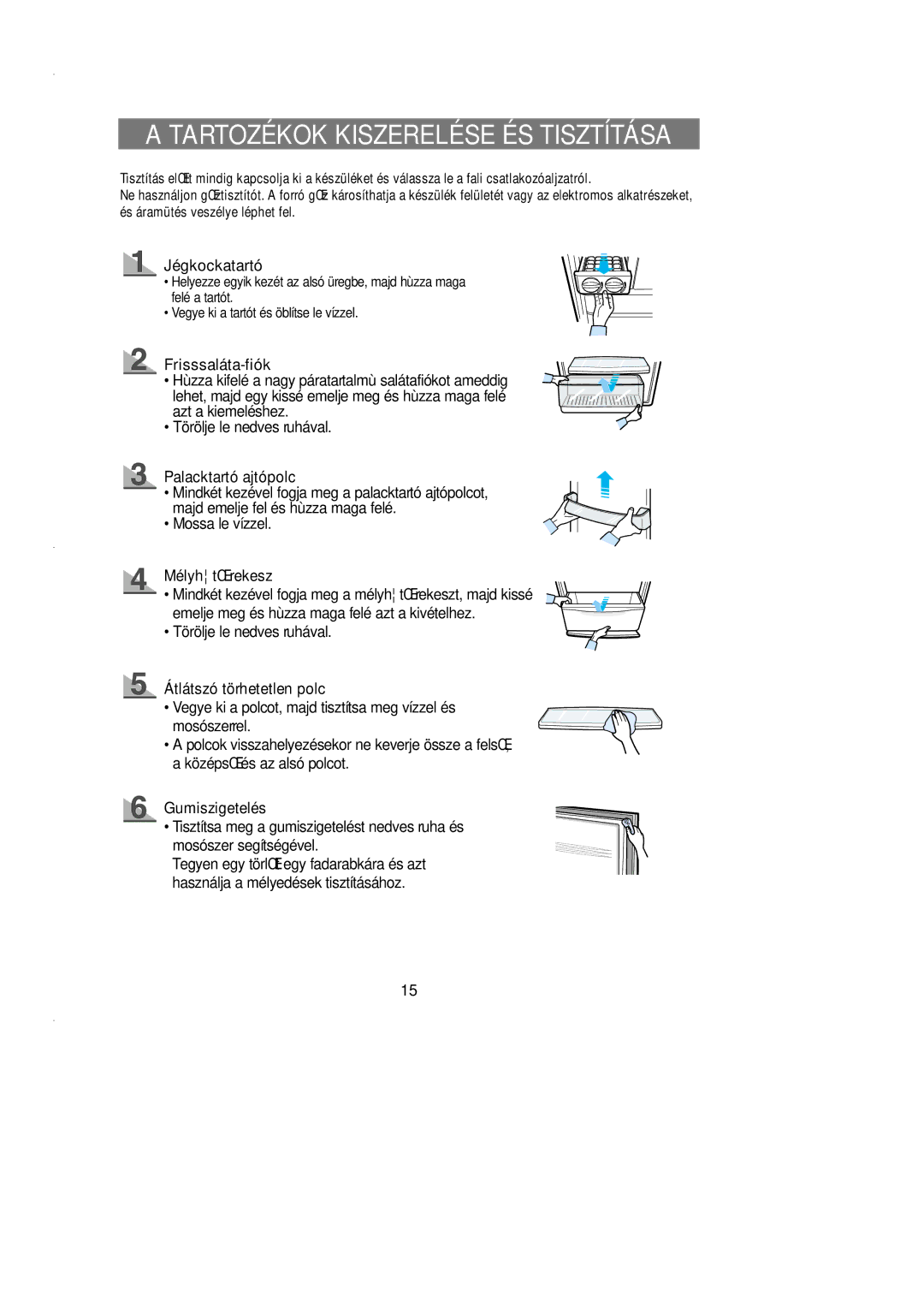 Samsung SN627EPNSQ/XEH manual Tartozékok Kiszerelése ÉS Tisztítása 