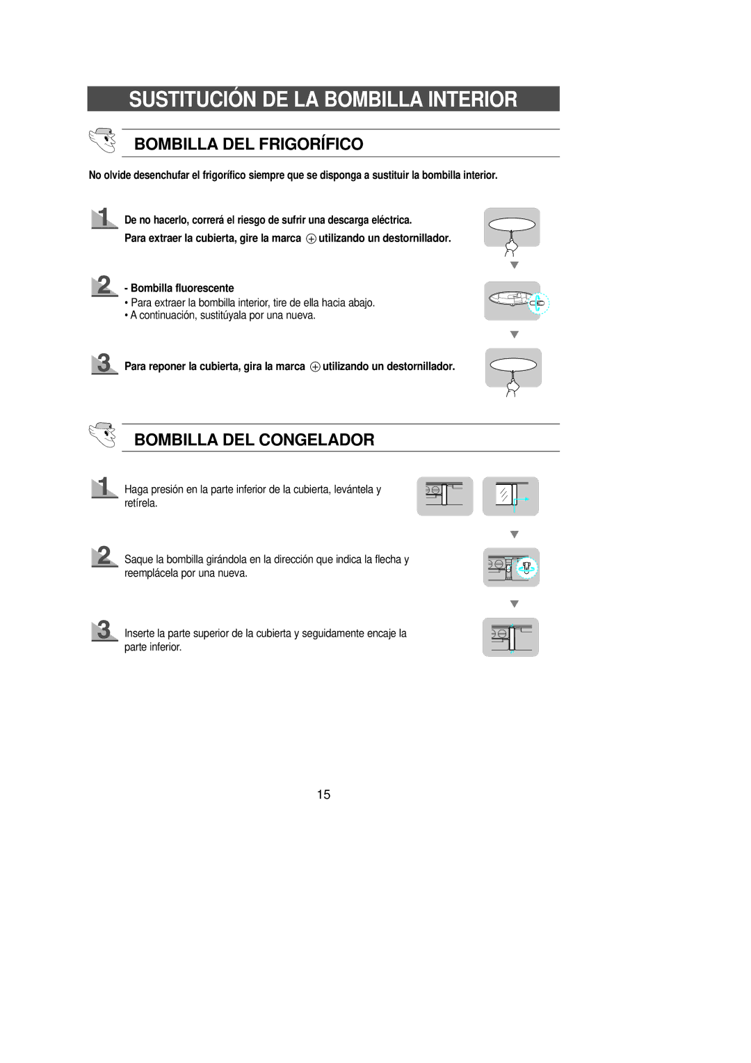 Samsung SN629EPNSQ/XES, SR-L629EV Sustitució N DE LA Bombilla Interior, Bombilla DEL Frigorífico, Bombilla DEL Congelador 