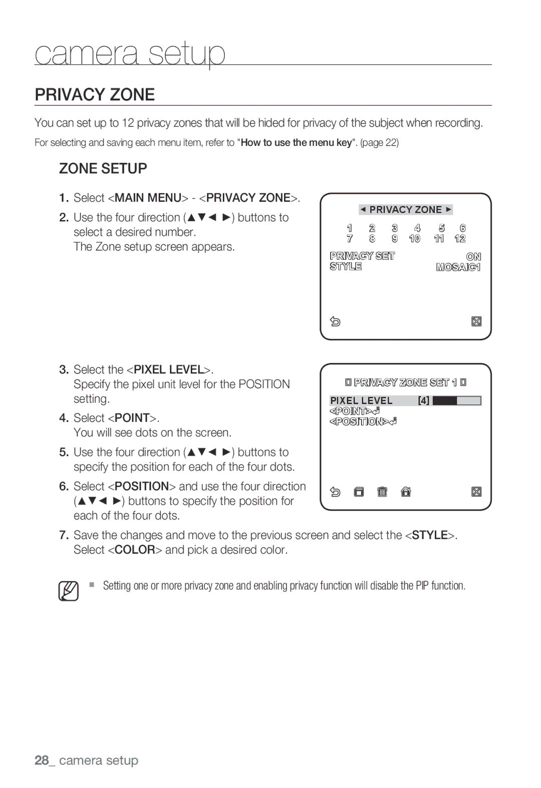 Samsung SNB-3000(P) user manual Zone Setup, Setting, Select Point, You will see dots on the screen 