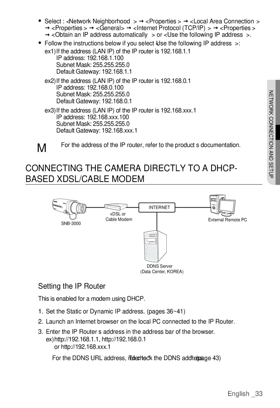 Samsung SNB-3000(P) user manual Setting the IP Router 