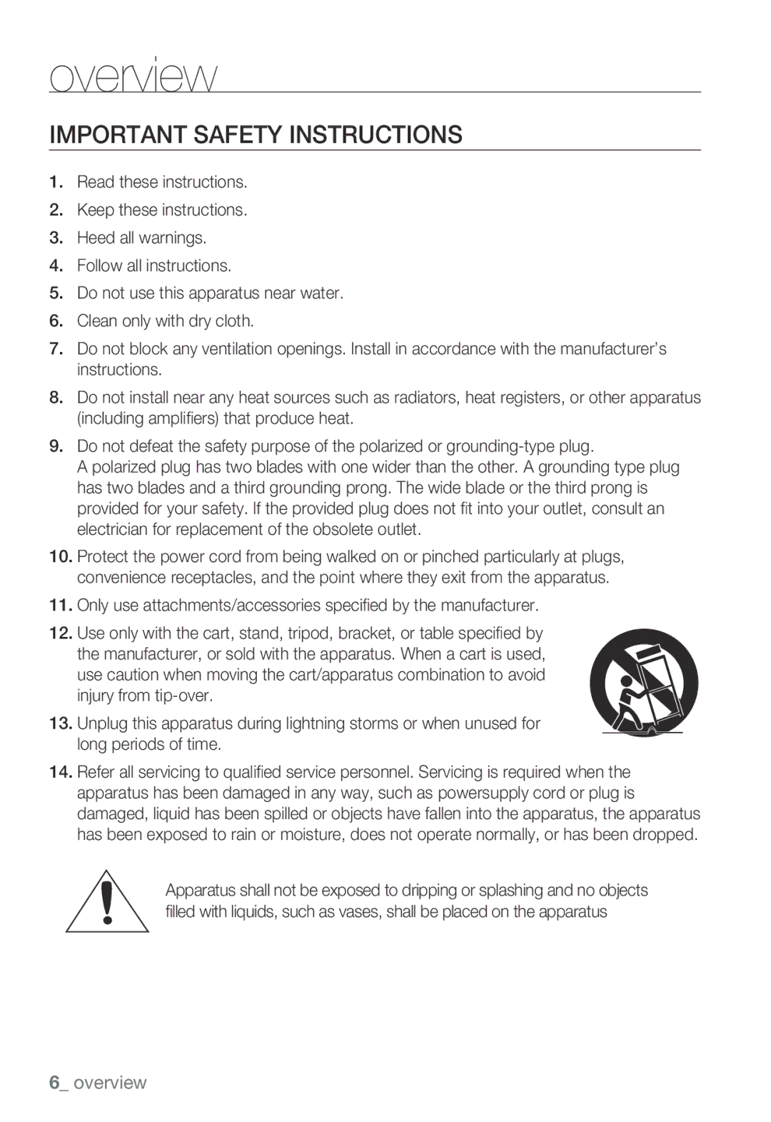 Samsung SNB-3000(P) user manual Important safety instructions 