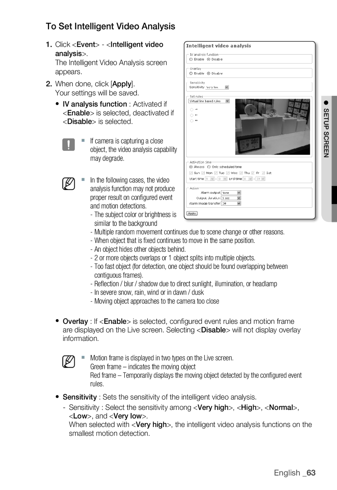 Samsung SNB-3000(P) user manual To Set Intelligent Video Analysis 