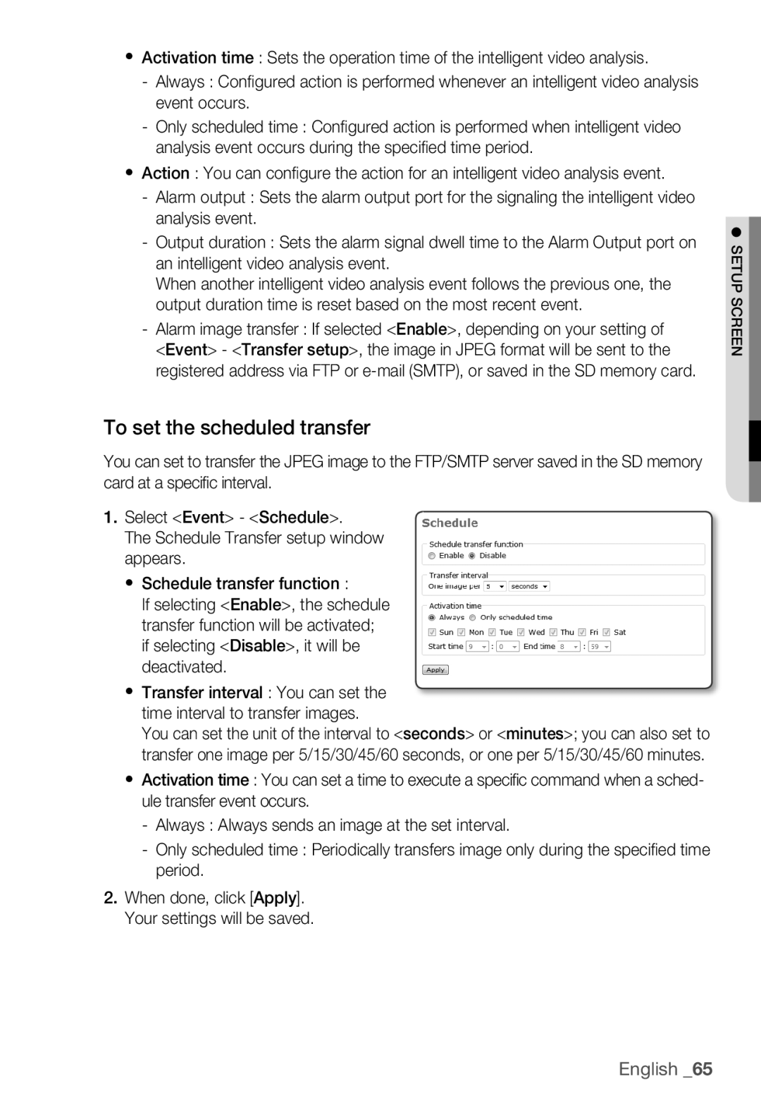 Samsung SNB-3000(P) user manual To set the scheduled transfer 