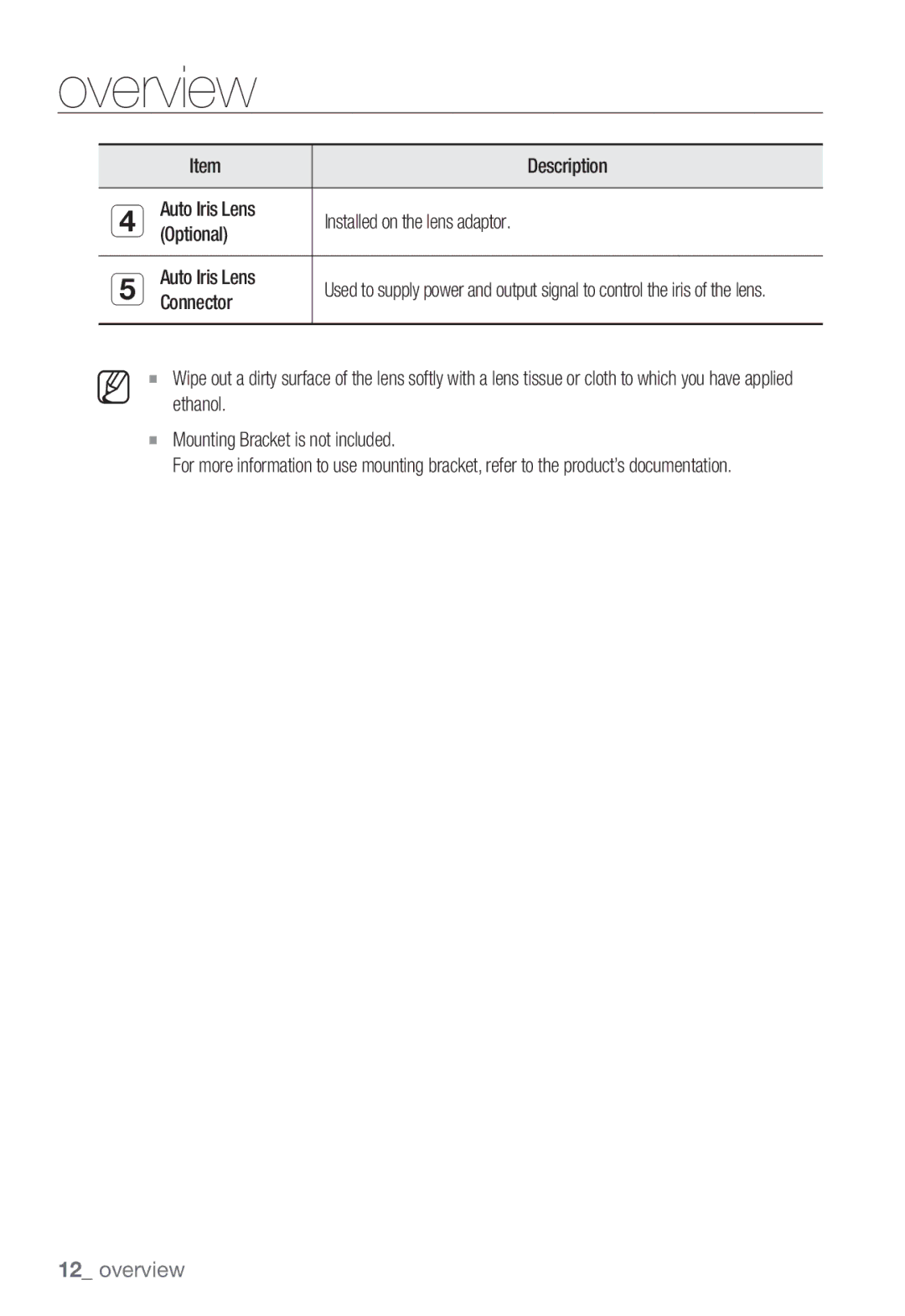Samsung SNB-3002 user manual Auto Iris Lens Installed on the lens adaptor Optional, Connector 