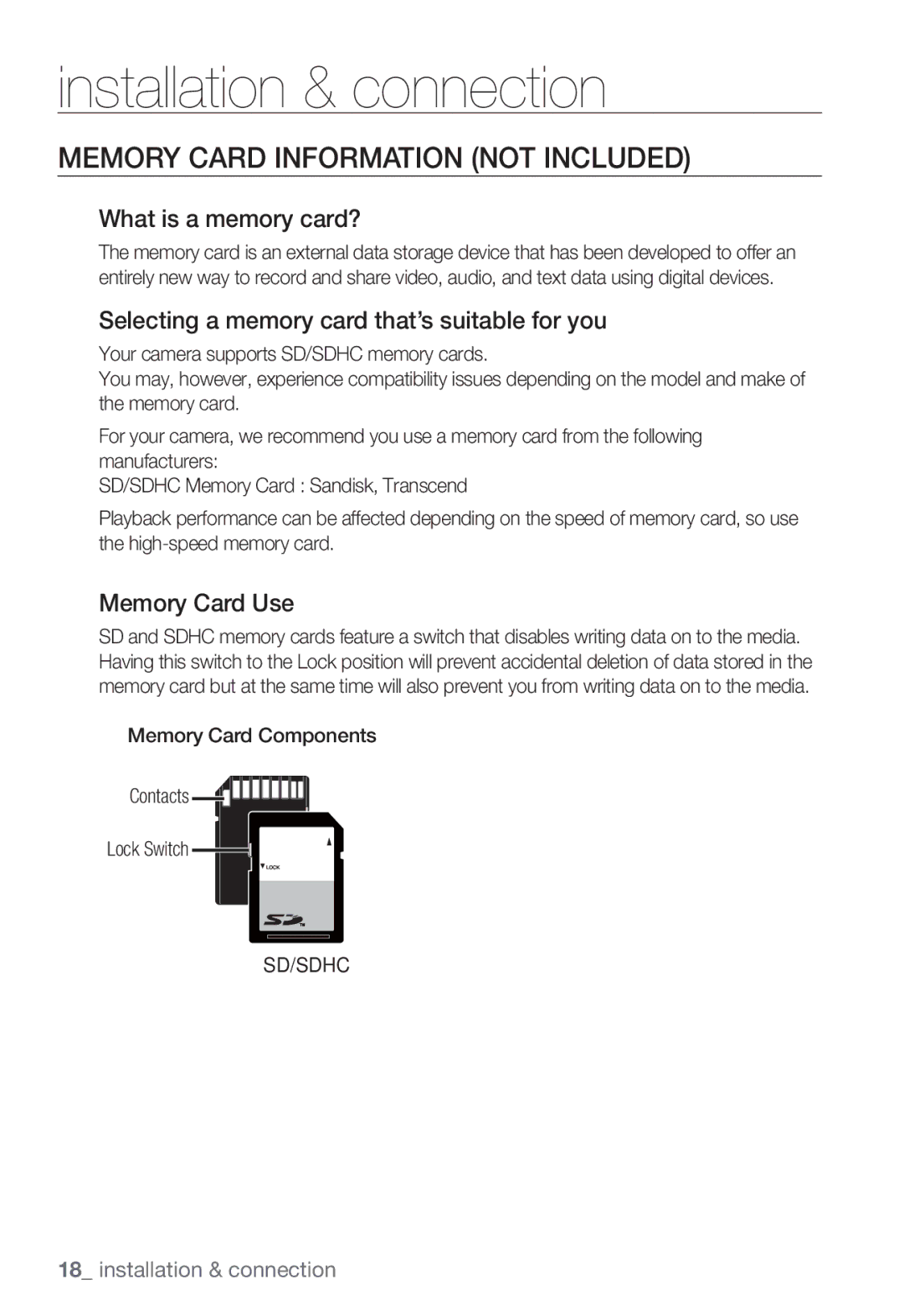 Samsung SNB-3002 user manual Memory Card Information not Included, What is a memory card?, Memory Card Use 