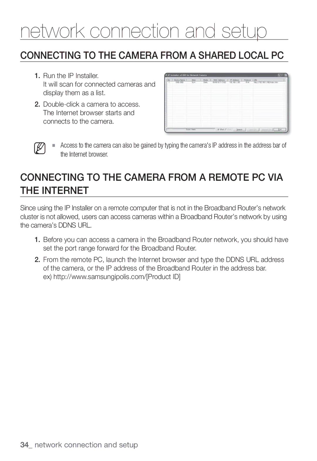 Samsung SNB-3002 user manual Connecting to the Camera from a Shared Local PC 