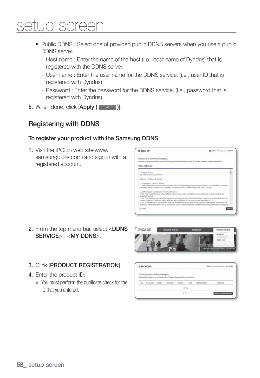 Samsung SNB-3002 user manual Registering with Ddns 