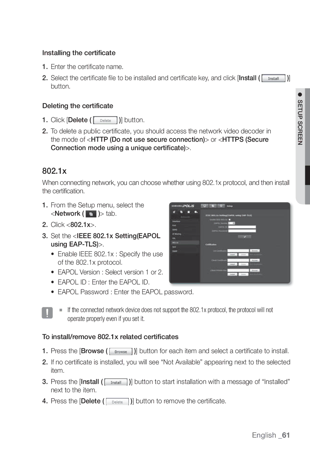 Samsung SNB-3002 user manual 802.1x 