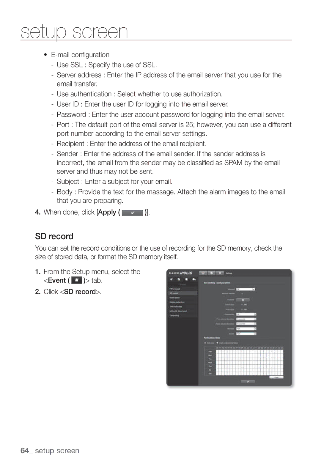 Samsung SNB-3002 user manual SD record 