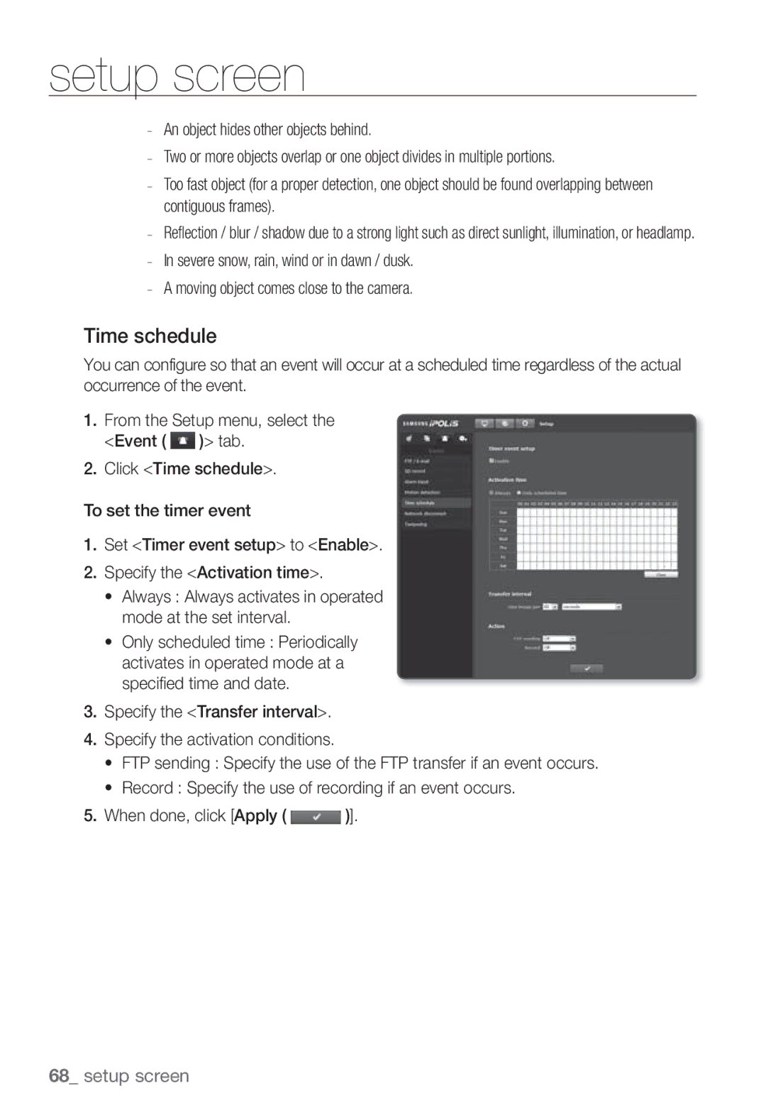 Samsung SNB-3002 user manual Time schedule 