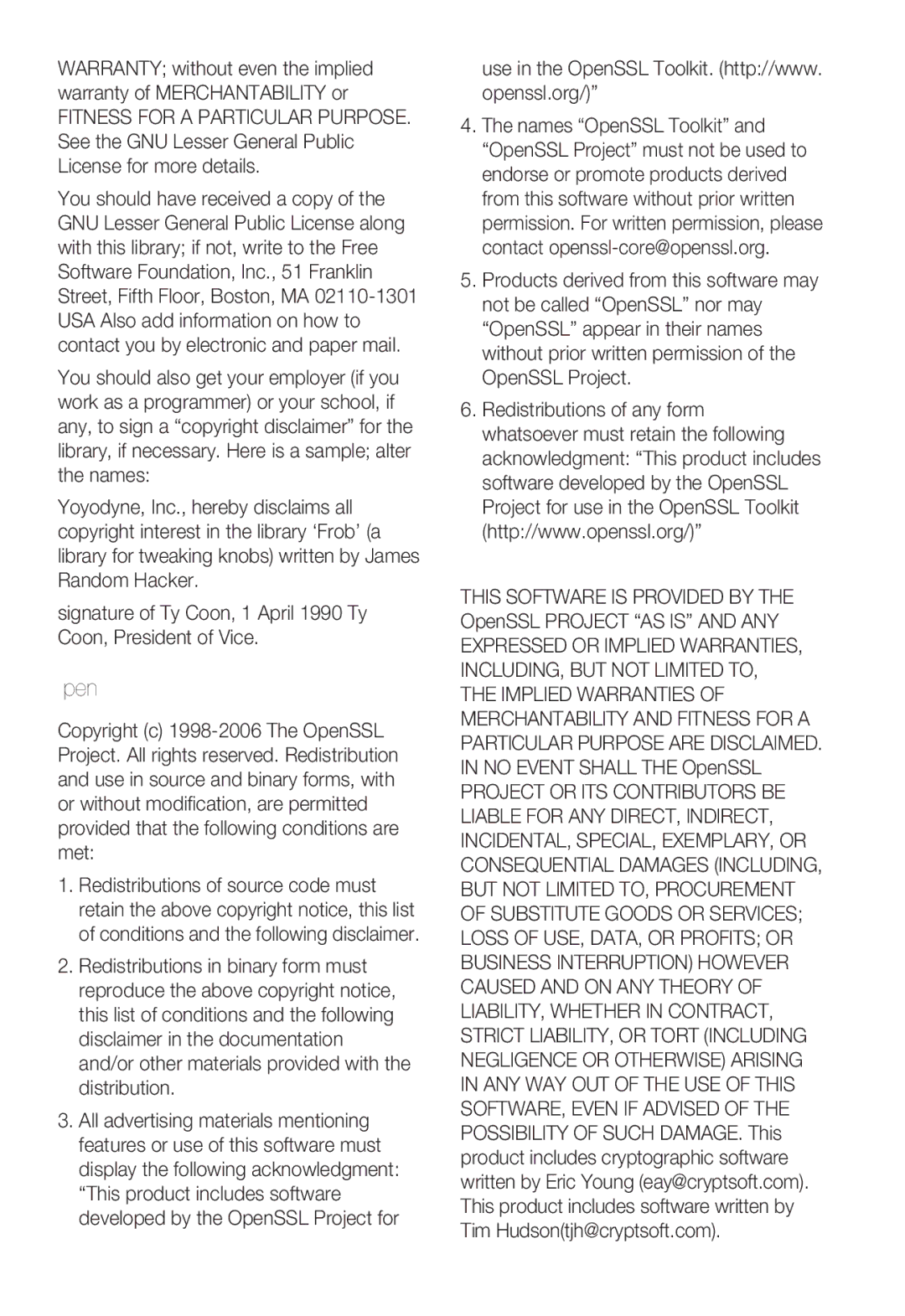 Samsung SNB-7000 user manual OpenSSL License 