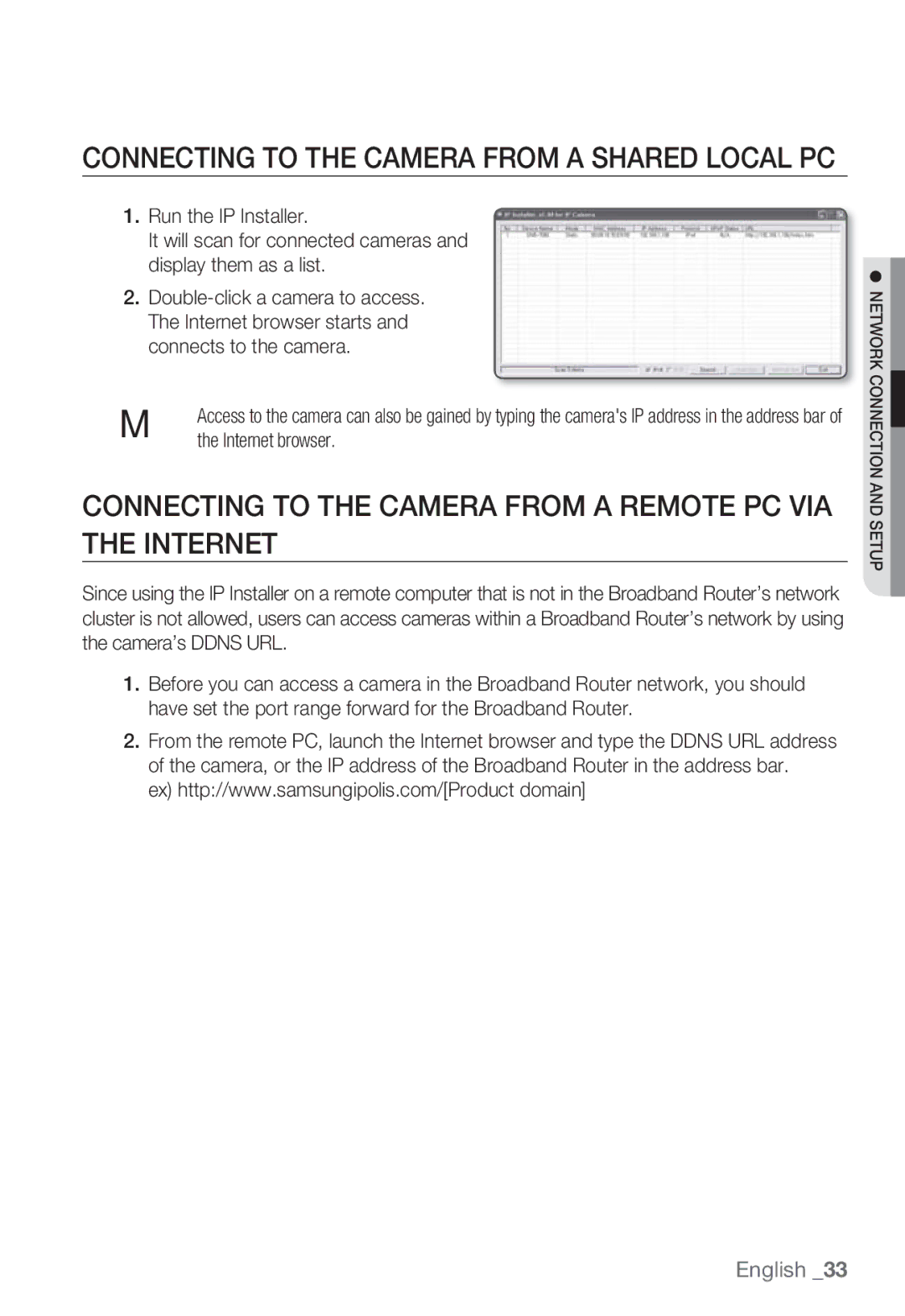 Samsung SNB-7000 user manual Connecting to the Camera from a Remote PC VIA the Internet 