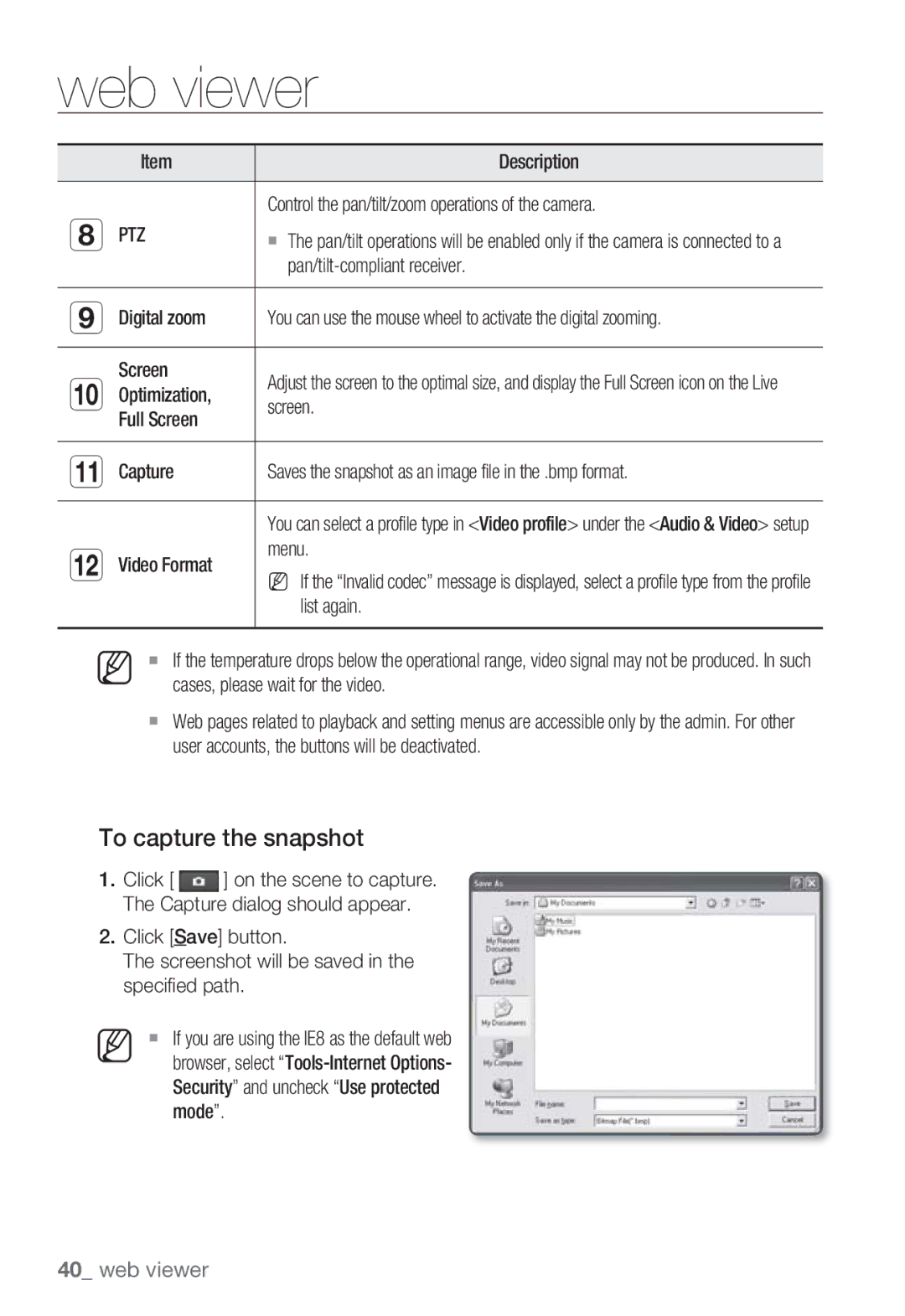 Samsung SNB-7000 user manual To capture the snapshot 