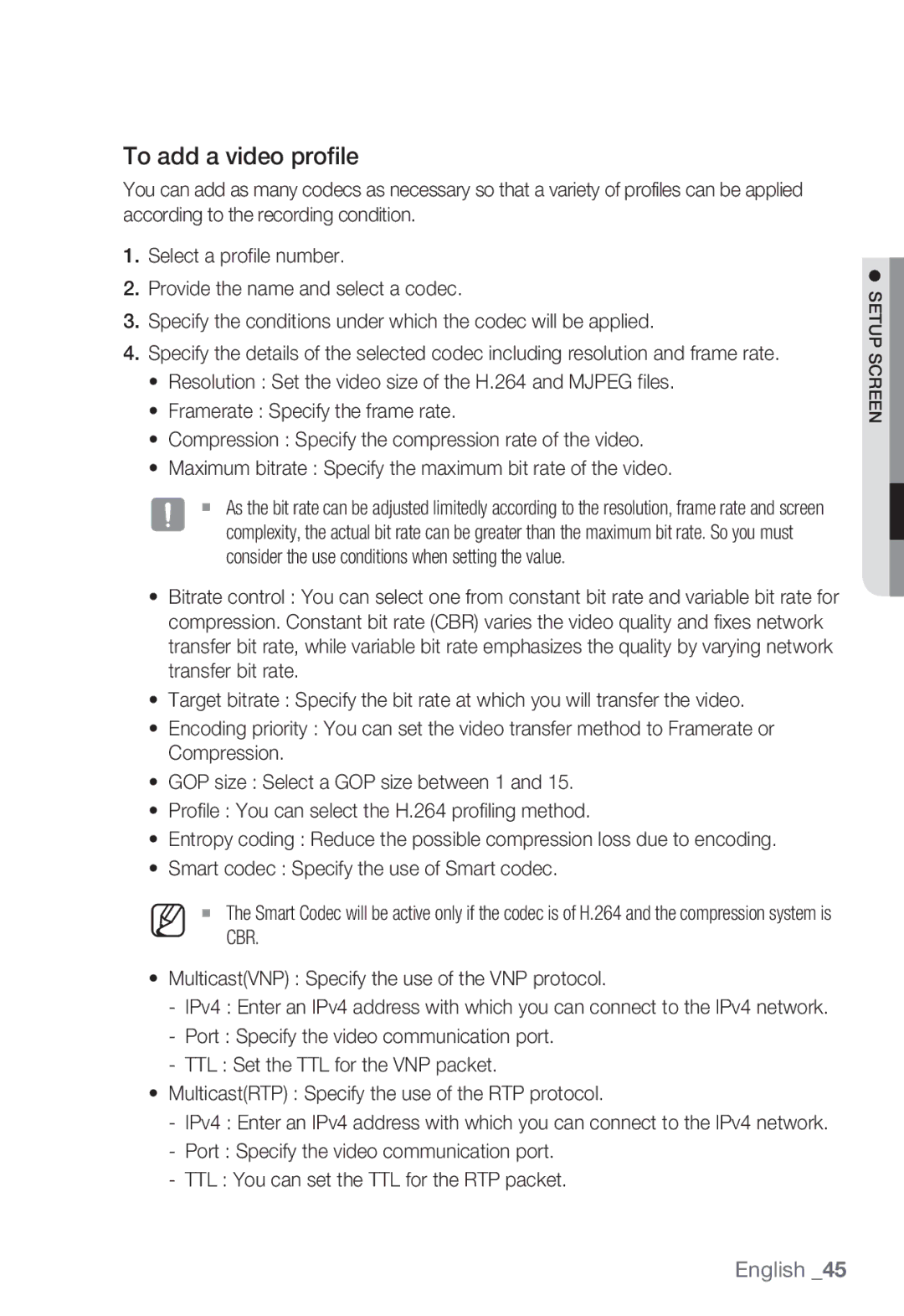 Samsung SNB-7000 user manual To add a video profile 