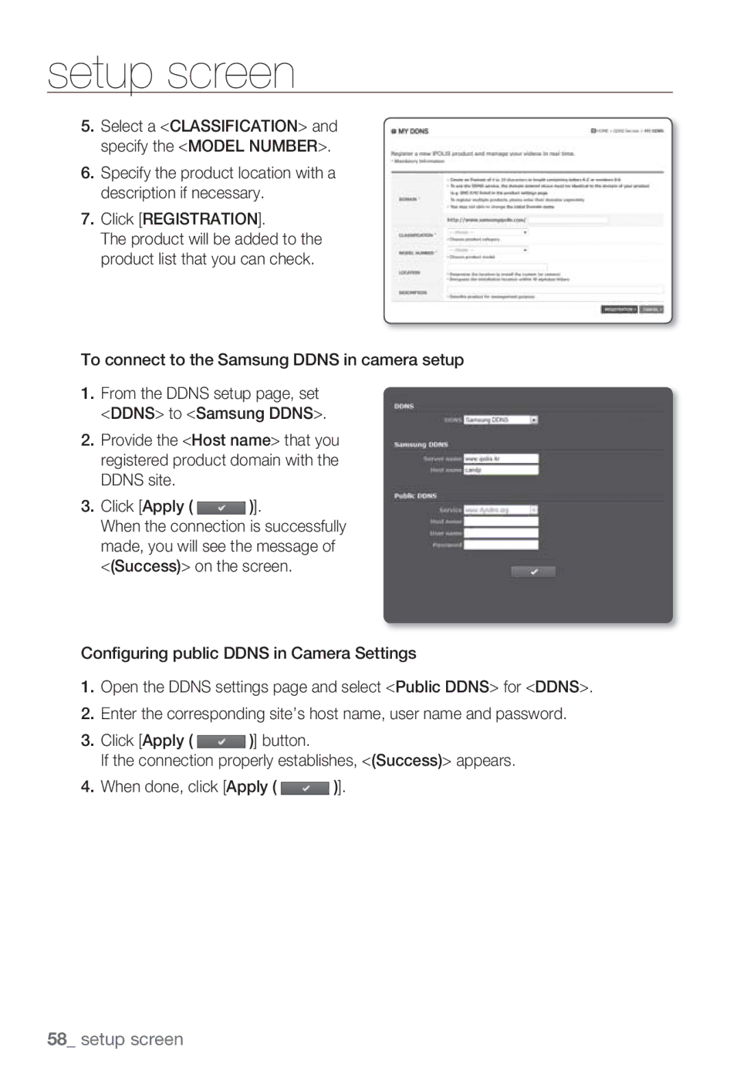 Samsung SNB-7000 user manual To connect to the Samsung Ddns in camera setup 