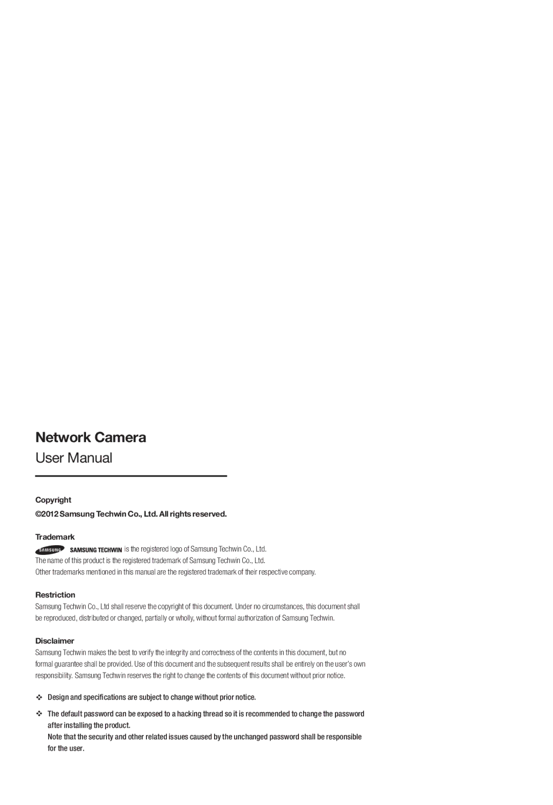 Samsung SNB-7001, SNB-5001 user manual Network Camera 