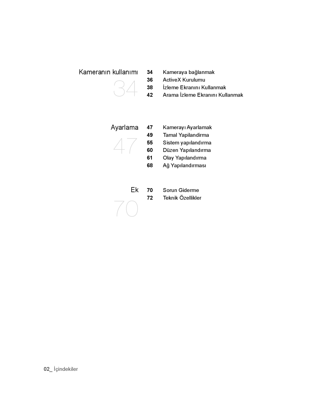 Samsung SNC-B2315P manual Ayarlama, Kameranın kullanımı 