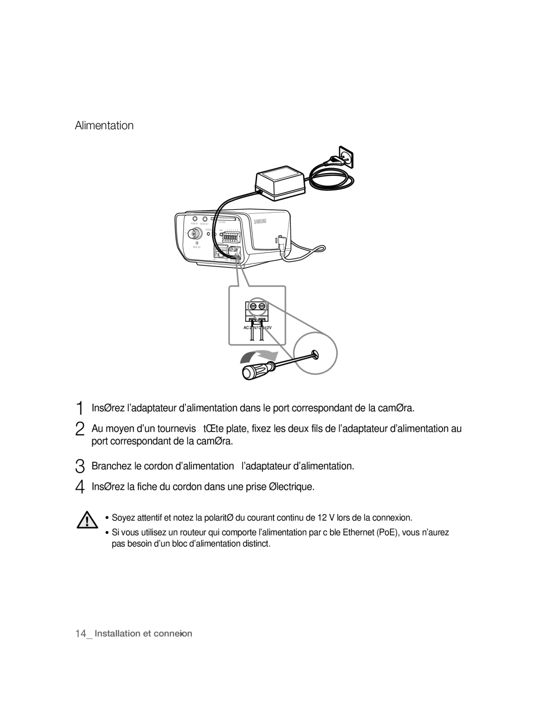 Samsung SNC-B2315P manual Alimentation 