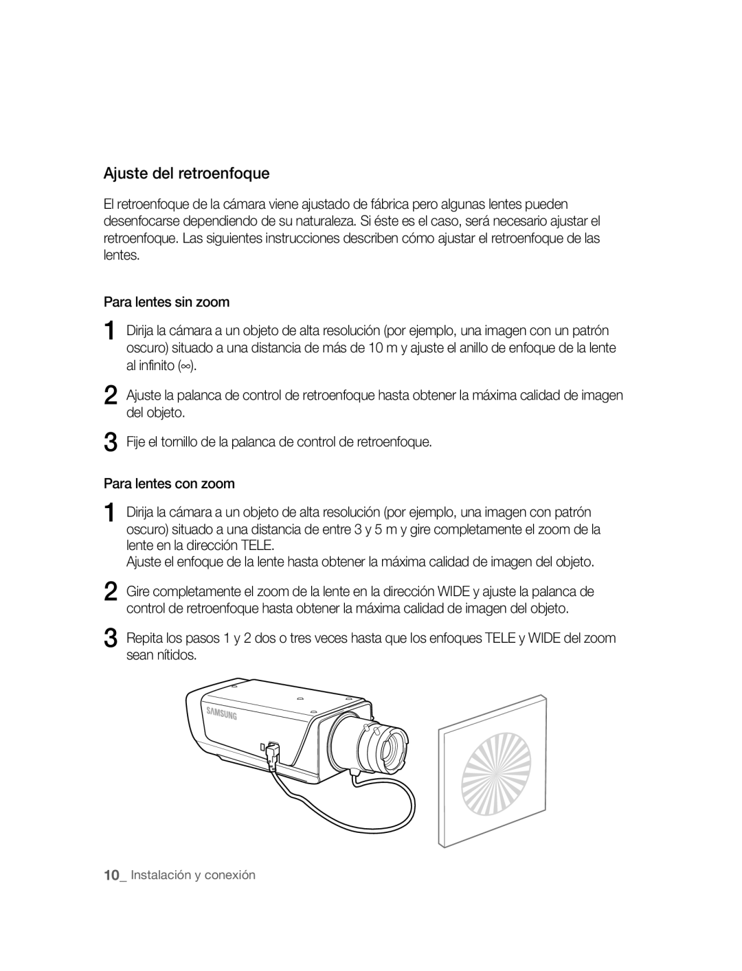 Samsung SNC-B2315P manual Ajuste del retroenfoque 