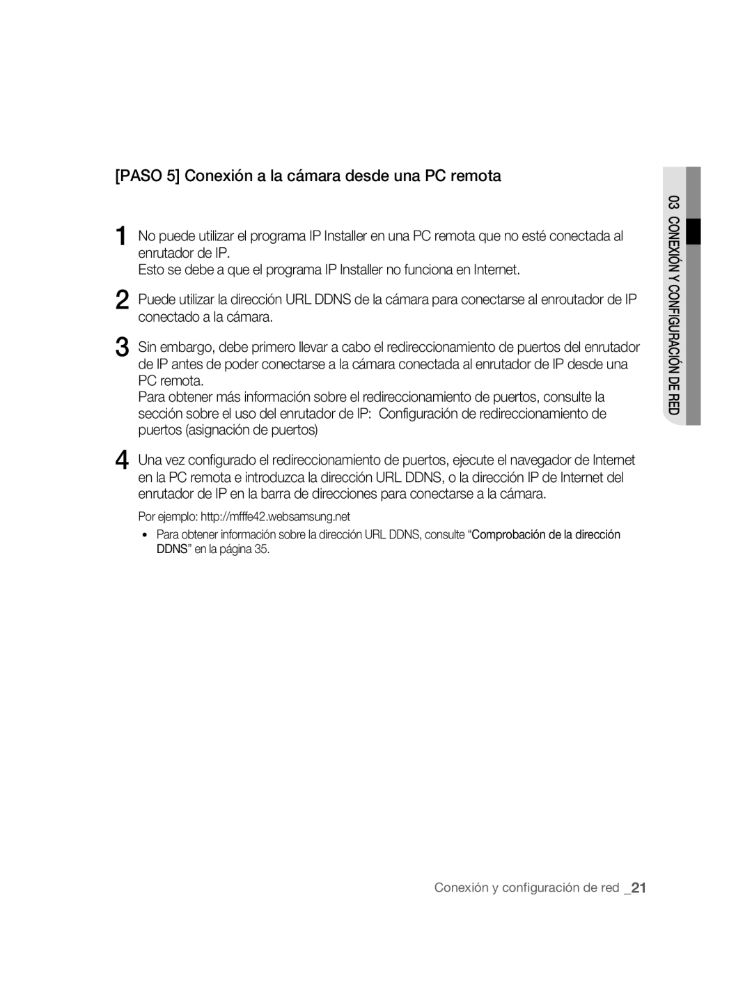 Samsung SNC-B2315P manual Paso 5 Conexión a la cámara desde una PC remota 