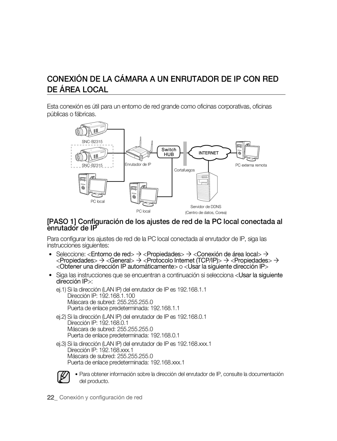 Samsung SNC-B2315P manual Enrutador de IP 