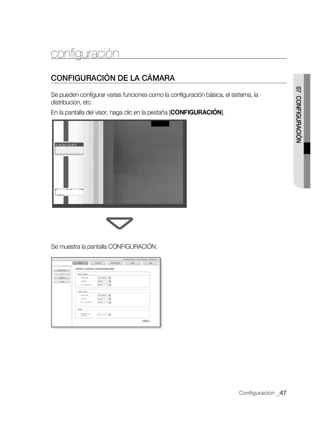 Samsung SNC-B2315P manual Configuración DE LA Cámara 