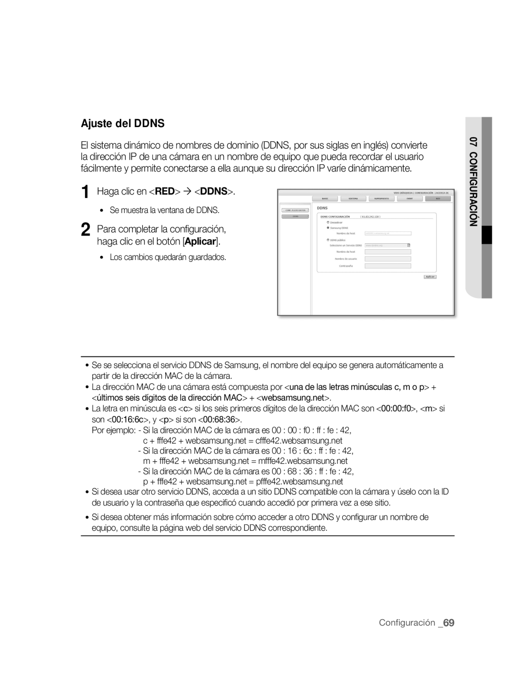 Samsung SNC-B2315P manual Ajuste del Ddns, Haga clic en RED ´ Ddns 