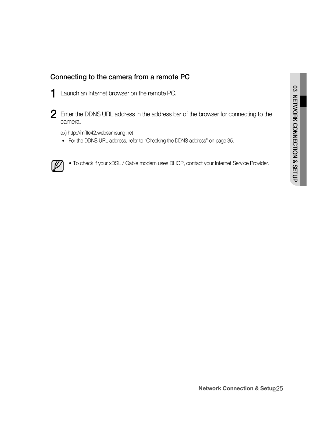 Samsung SNC-B2315P manual Connecting to the camera from a remote PC 