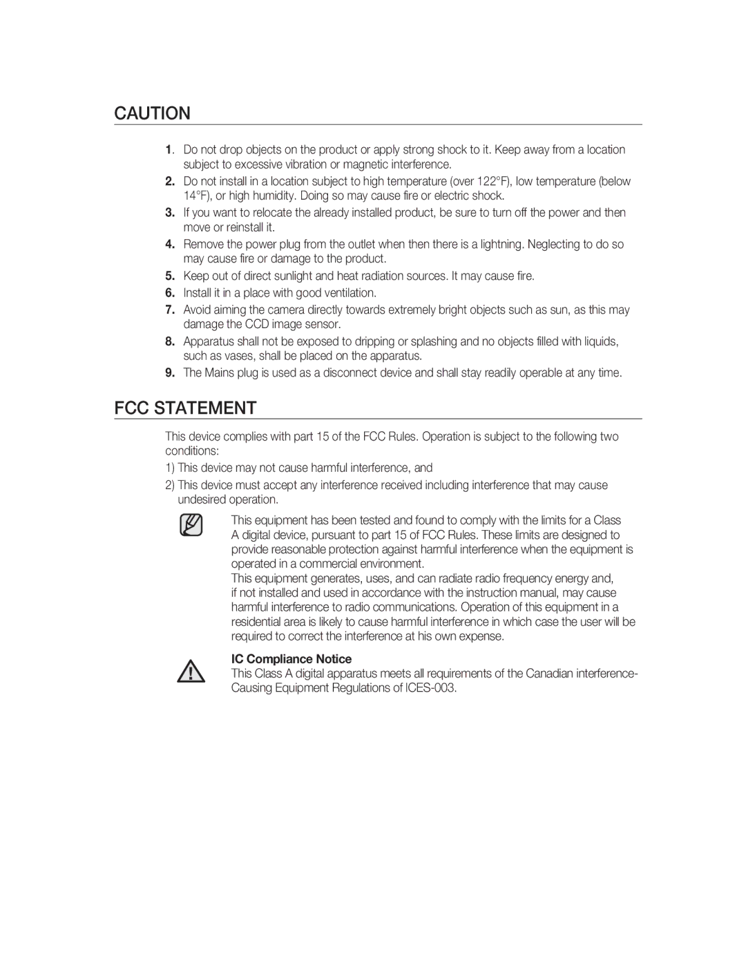 Samsung SNC-B2315P manual FCC Statement, IC Compliance Notice 