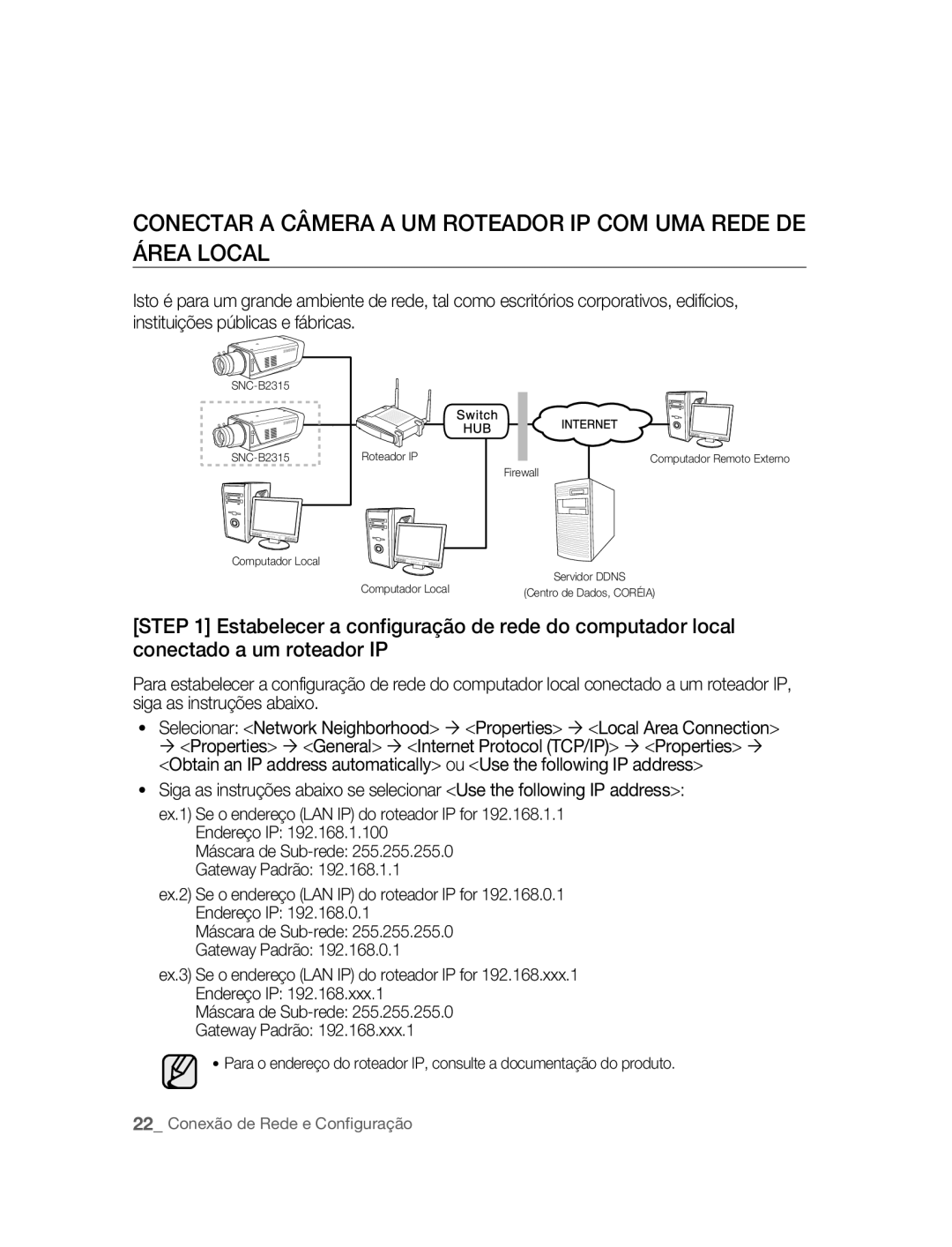 Samsung SNC-B2315P manual Roteador IP 