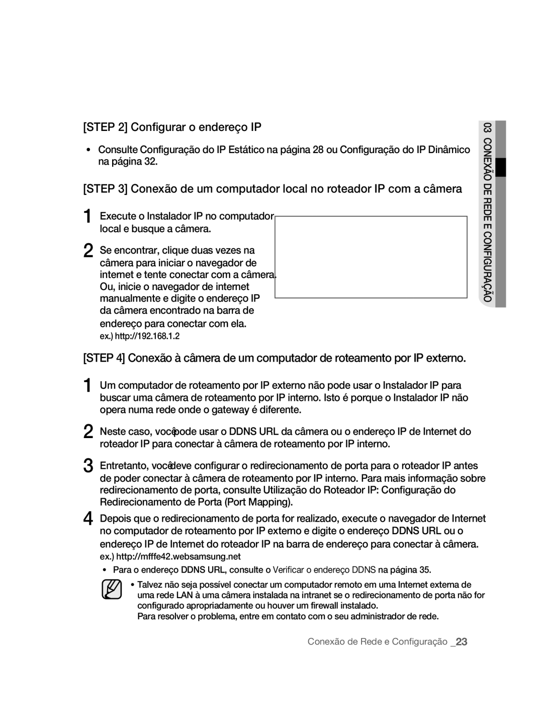 Samsung SNC-B2315P manual Configurar o endereço IP 