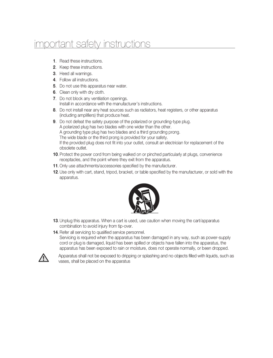 Samsung SNC-B2315P manual Important safety instructions 