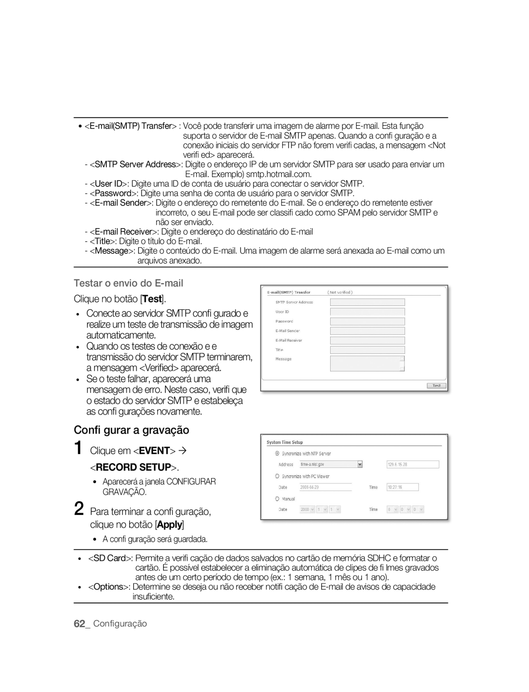 Samsung SNC-B2315P manual Conﬁ gurar a gravação, Clique em Event 