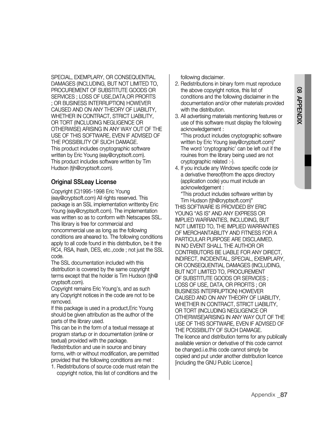 Samsung SNC-B2315P manual Appendix 