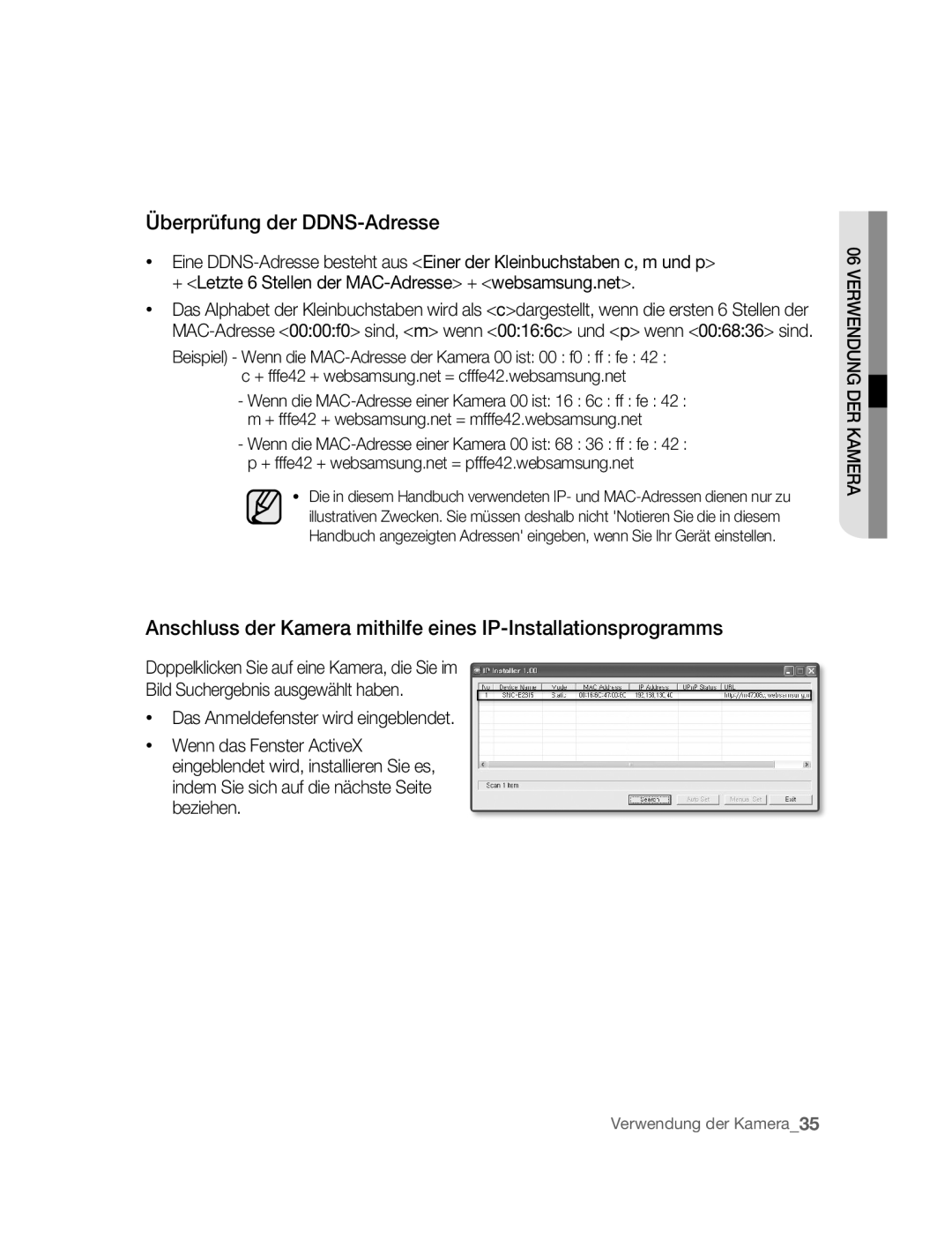 Samsung SNC-B2315P manual Überprüfung der DDNS-Adresse 