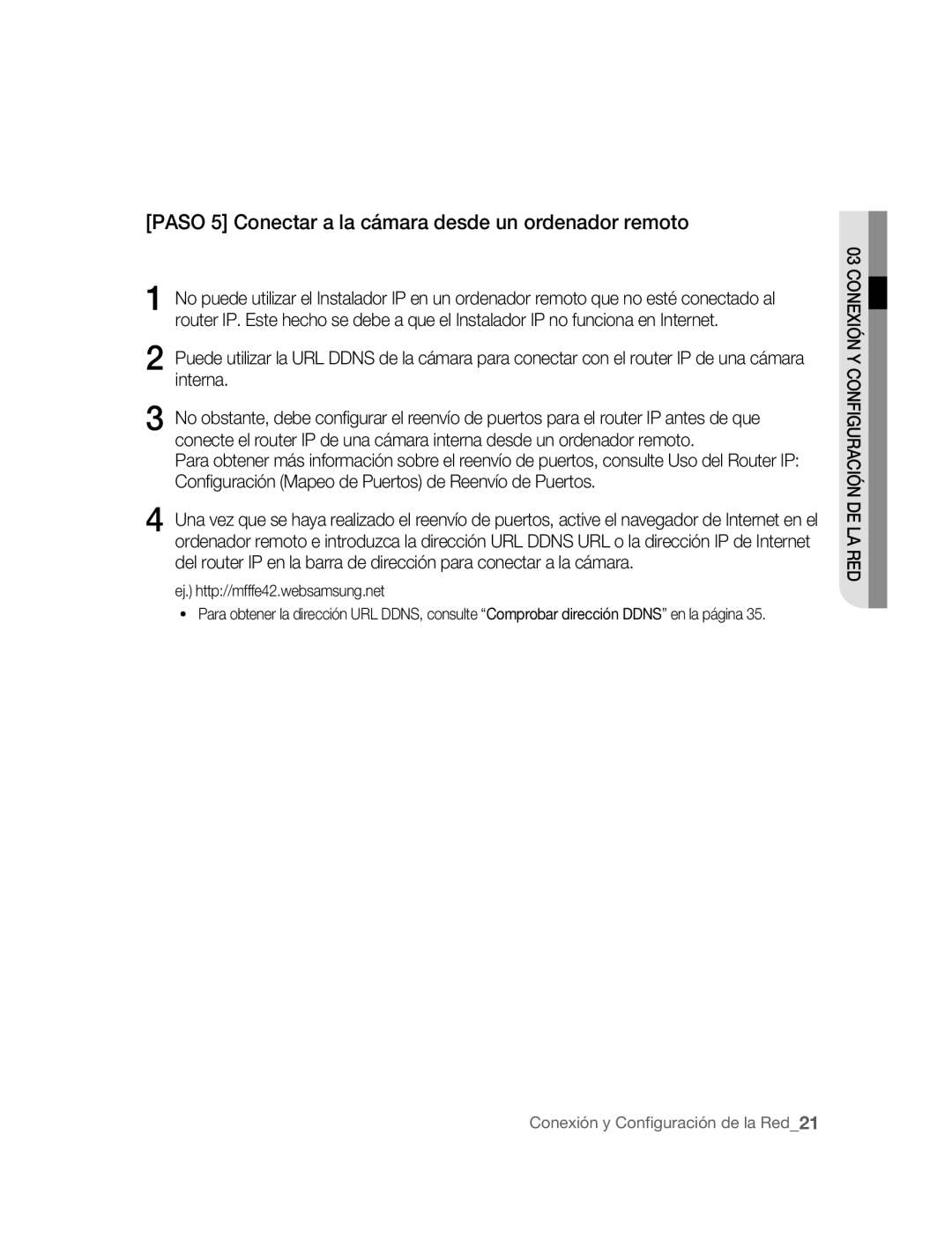 Samsung SNC-B2315P manual Paso 5 Conectar a la cámara desde un ordenador remoto 