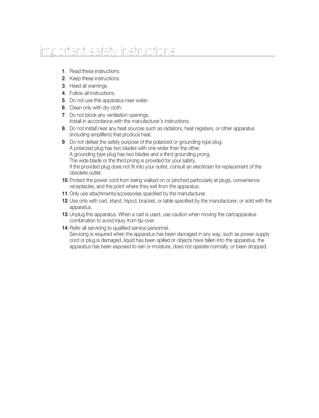 Samsung SNC-B2315P manual Important safety instructions 