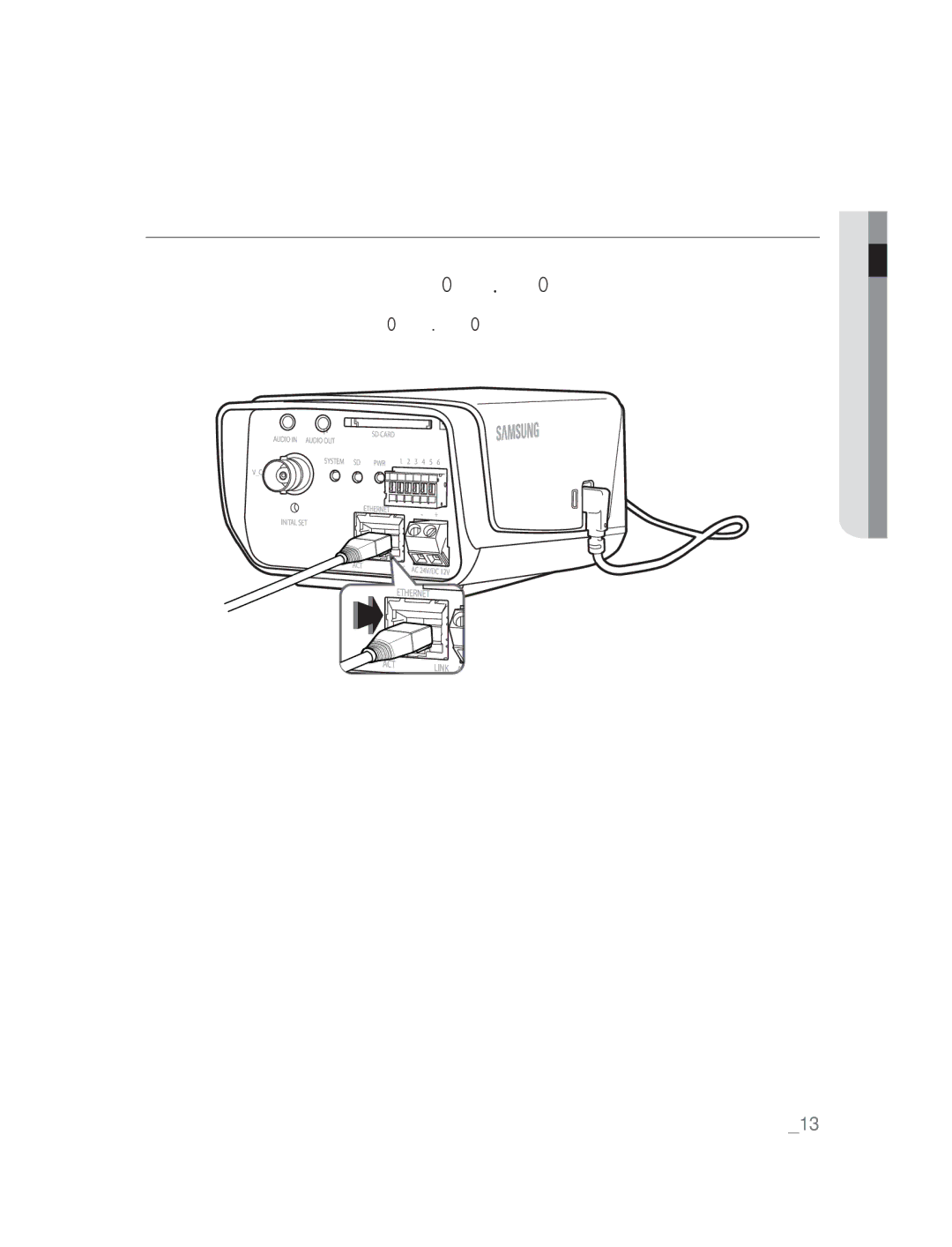 Samsung SNC-B2315P manual Подсоединение Ethernet кабеля 