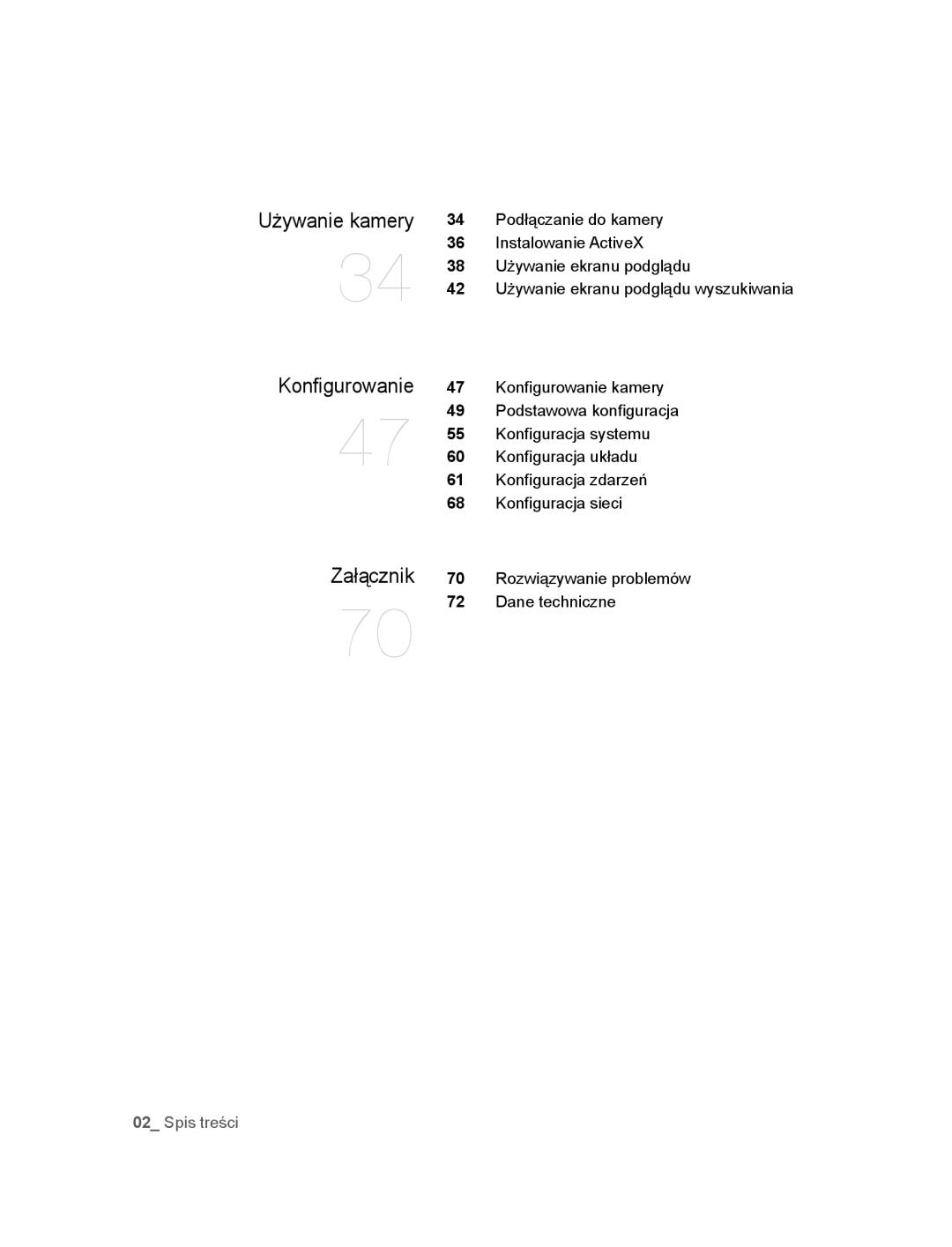 Samsung SNC-B2315P manual Konfigurowanie Załącznik, Używanie kamery 