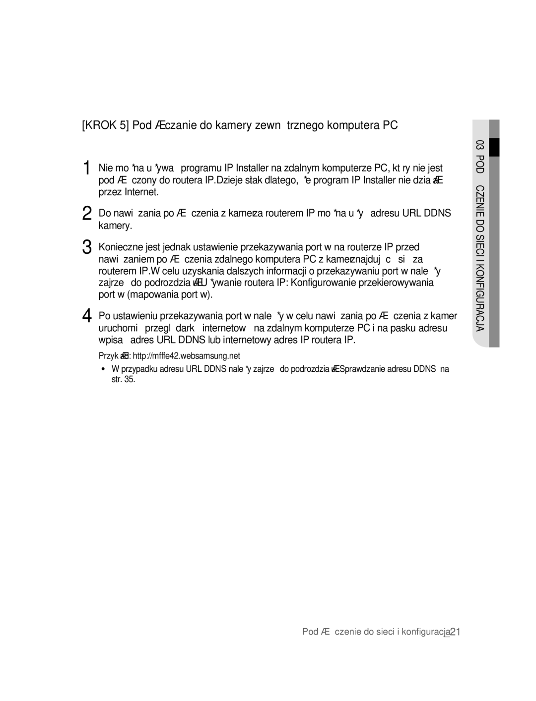 Samsung SNC-B2315P manual Krok 5 Podłączanie do kamery zewnętrznego komputera PC 