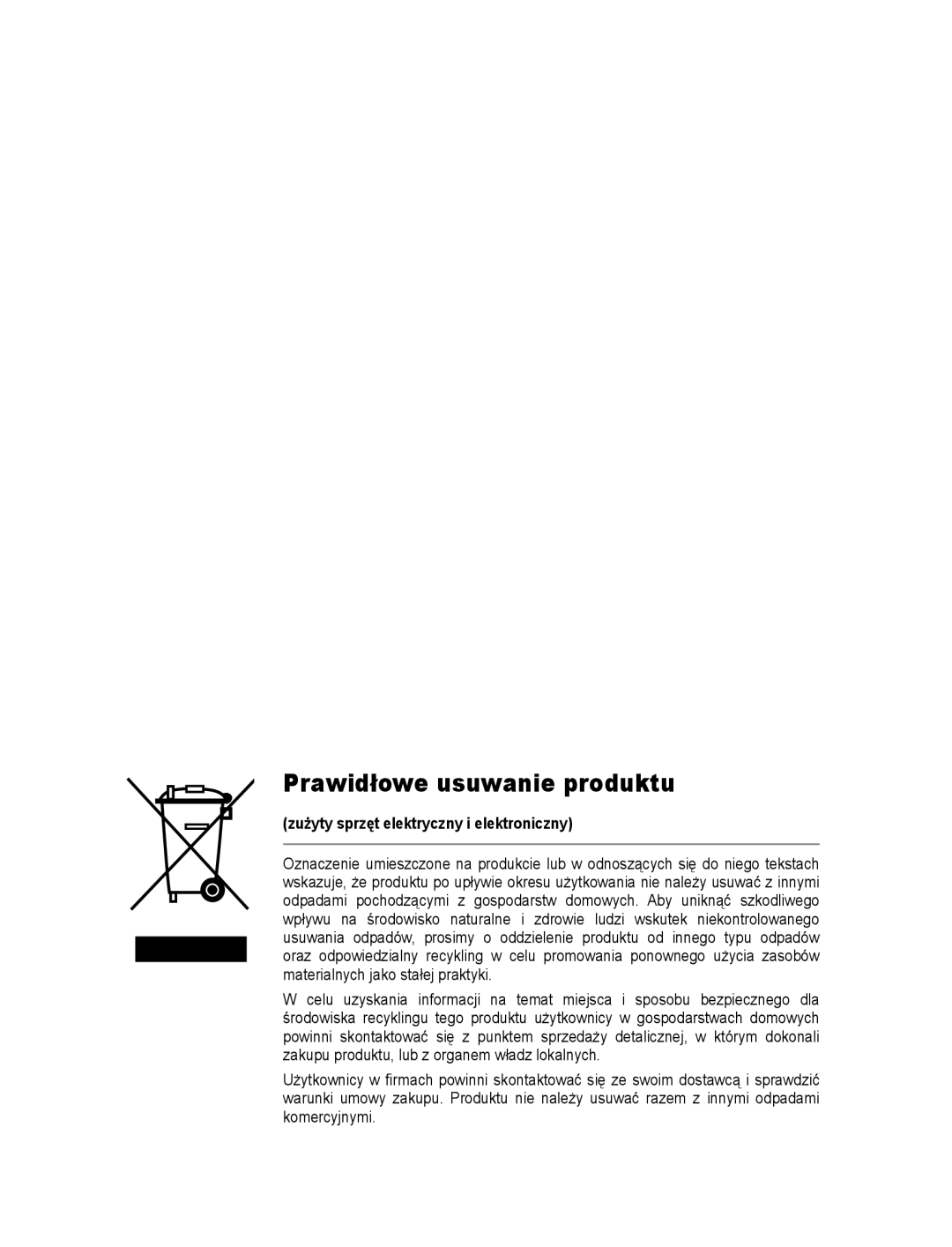 Samsung SNC-B2315P manual Prawidłowe usuwanie produktu, Zużyty sprzęt elektryczny i elektroniczny 