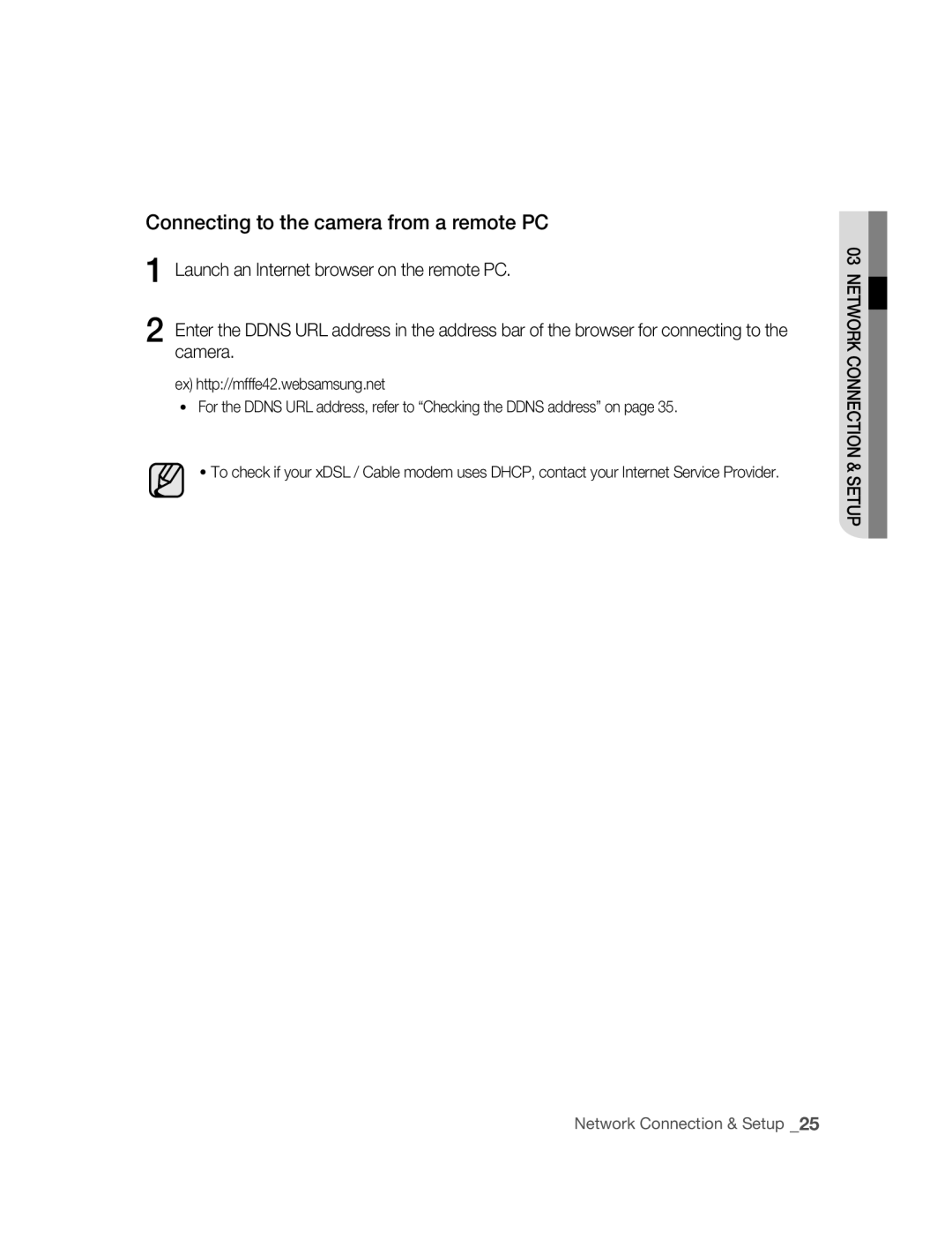 Samsung SNC-B2315P manual Connecting to the camera from a remote PC 