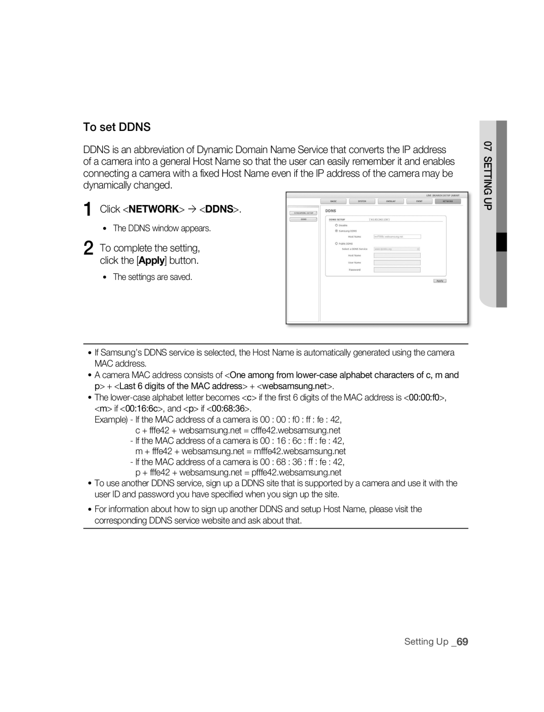 Samsung SNC-B2315P manual To set ddNS, If 00166c, and p if 