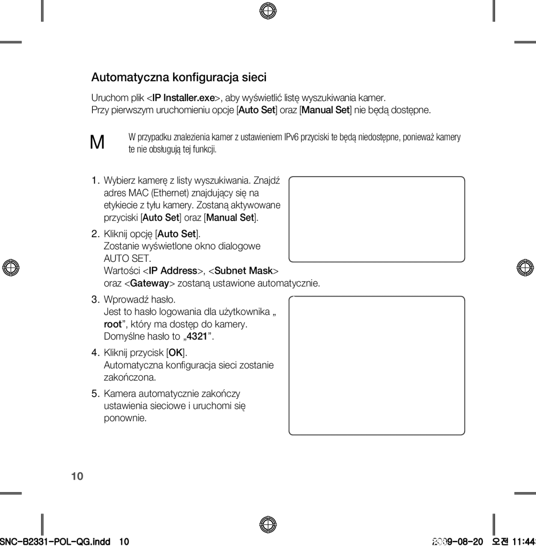 Samsung SNC-B2331-FRA-QG manual Automatyczna konfiguracja sieci, Te nie obsługują tej funkcji 