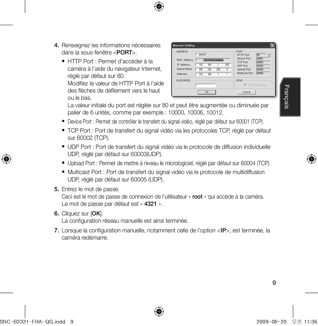 Samsung SNC-B2331-FRA-QG manual Français 