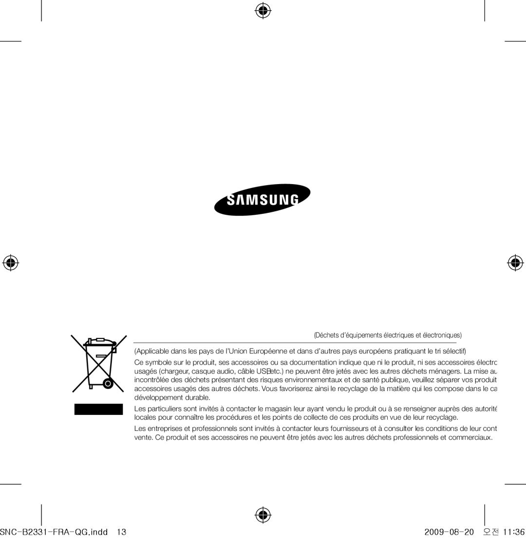 Samsung manual SNC-B2331-FRA-QG.indd 2009-08-20 오전 