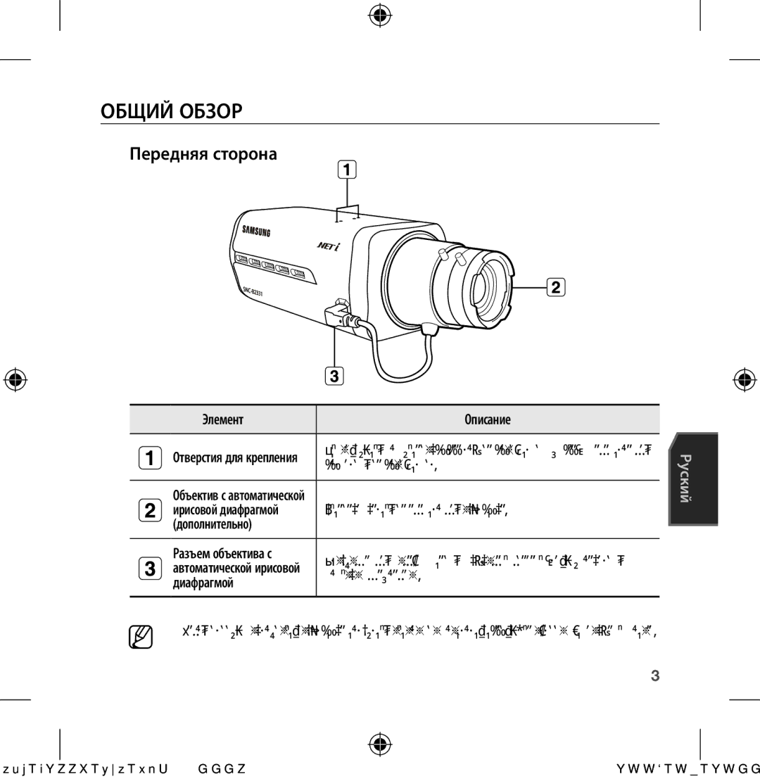 Samsung SNC-B2331-FRA-QG manual Общий обзор, Передняя сторона 