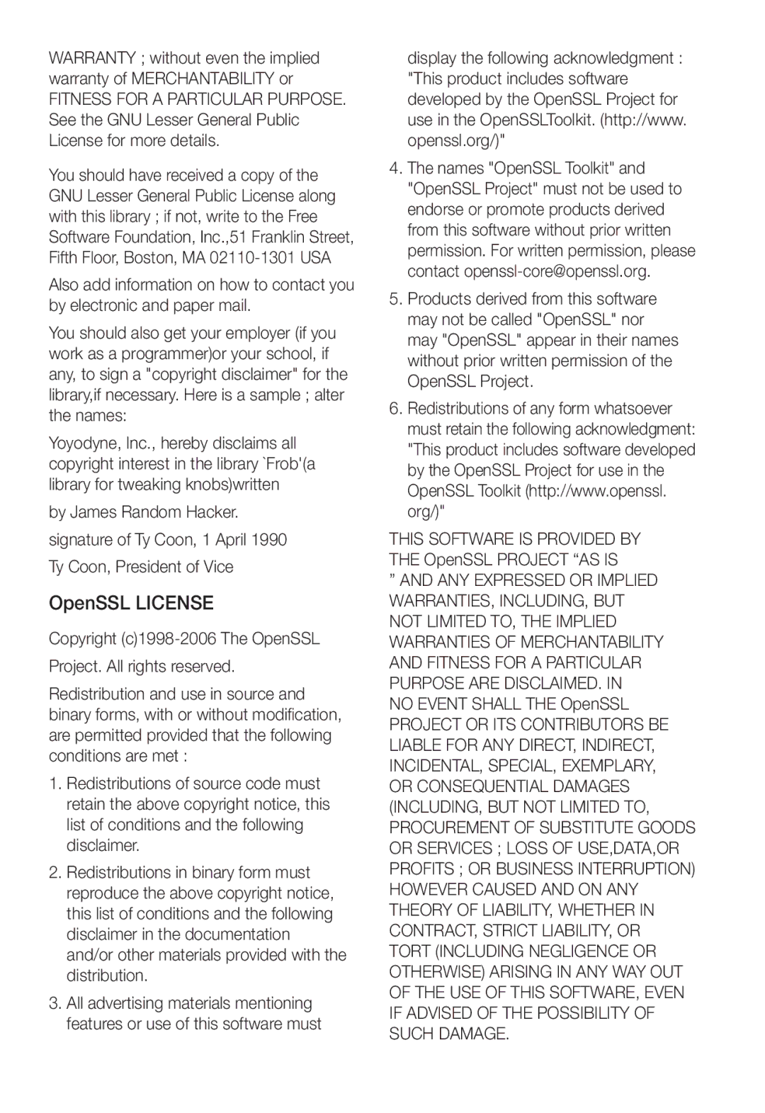 Samsung SNC-B2331P manual OpenSSL License, No Event Shall the OpenSSL 