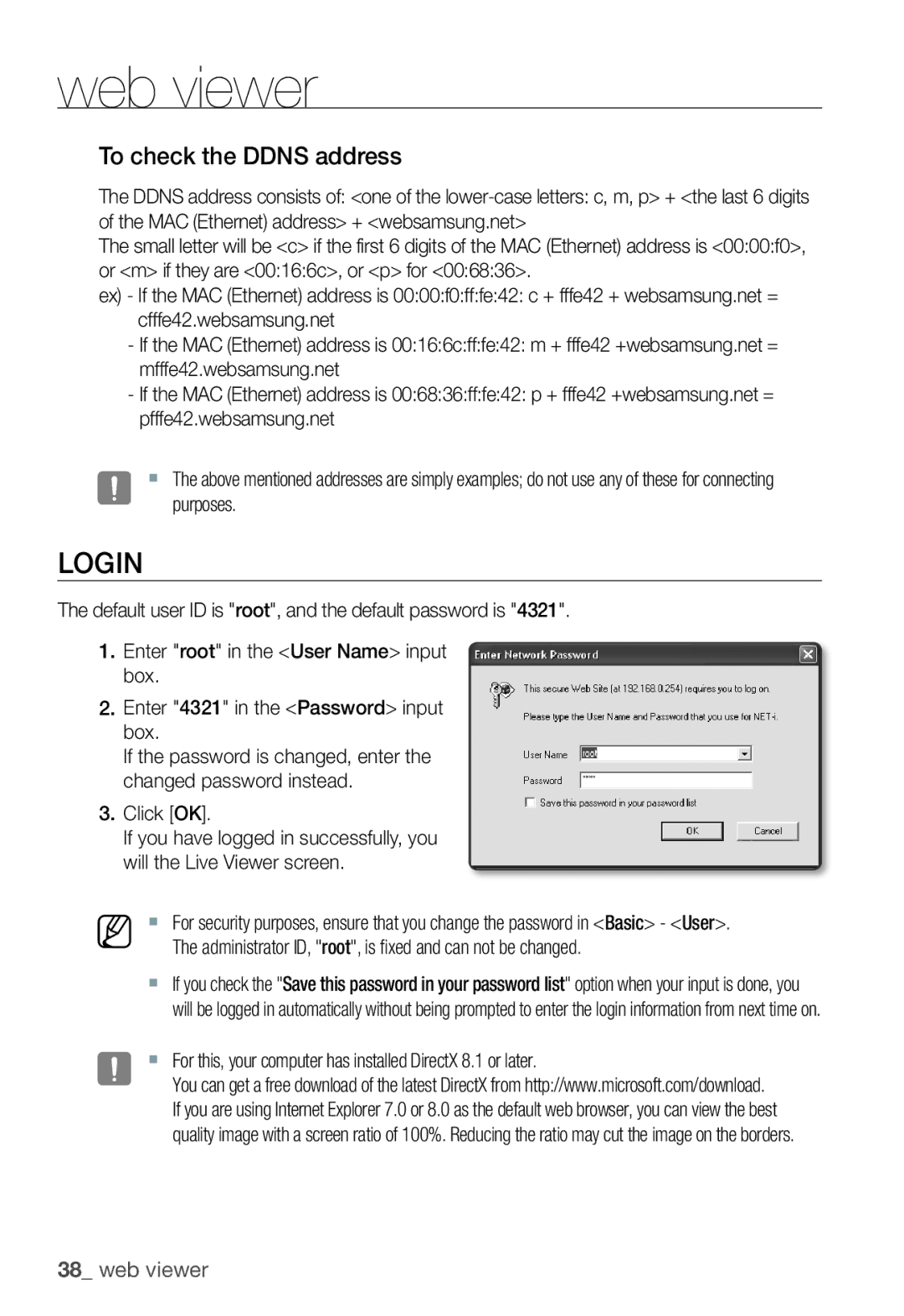 Samsung SNC-B2331P manual Login, To check the Ddns address 